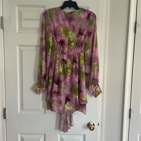 Badgley Mischka Women's Floral Georgette Mini Dress Size 2 Multicolor - Picture 7 of 7